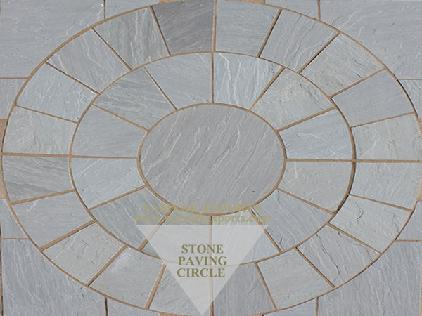 Kandla Grey Sandstone Paving Circle, Paving Patio, Stone Paving For Outdoor Supplier In India