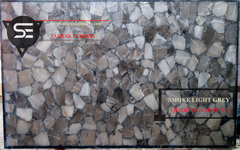 Smoke Light Grey Quartz Gemstone Tile Slab Supplier In India