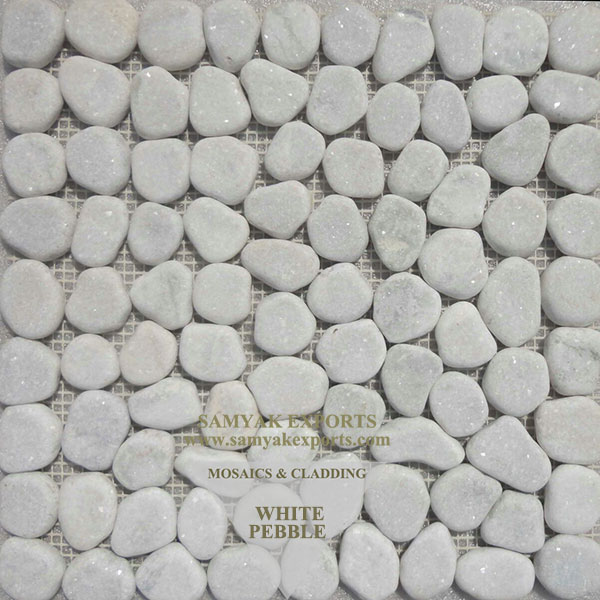 White Pebble Stone Mosaic Tile